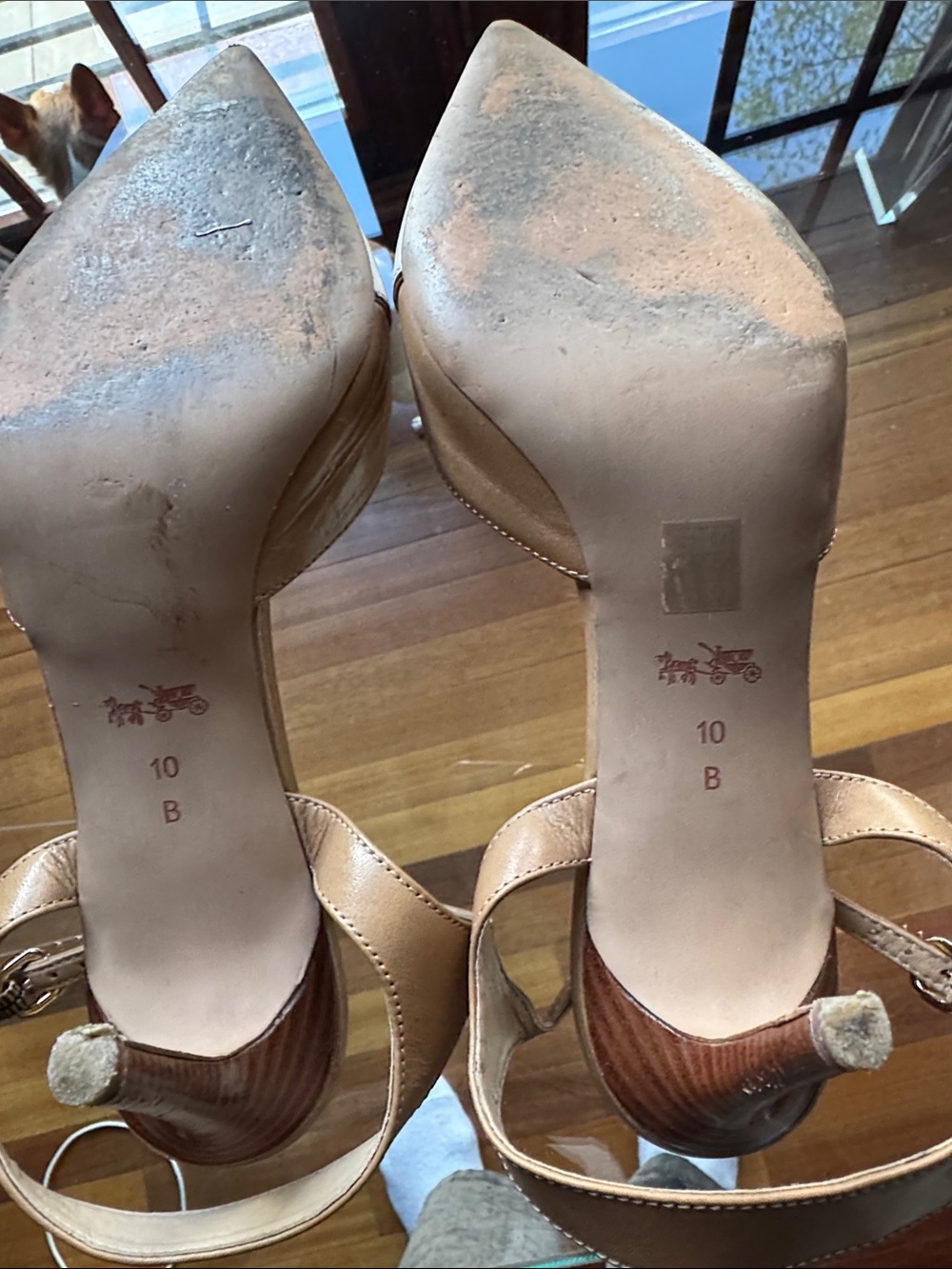 Coach White and Tan Pointed Toe Slingback Mule - Picture 5 of 8